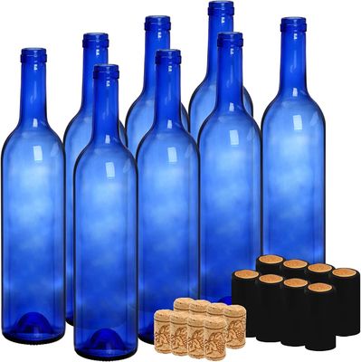 quality 750 ml γυάλινα μπουκάλια για βότκα σαμπάνια χυμούς ποτά διακοσμητικά κόβαλτος μπλε στρογγυλό factory